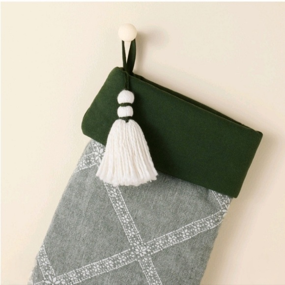 2!NWT Hearth & Hand with Magnolia Lattice Woven Christmas Stocking Tonal Green - Picture 2 of 3